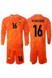 Fotbalové Dres Francie Mike Maignan #16 Brankářské Dětské Venkovní Oblečení ME 2024 Dlouhý Rukáv (+ trenýrky)